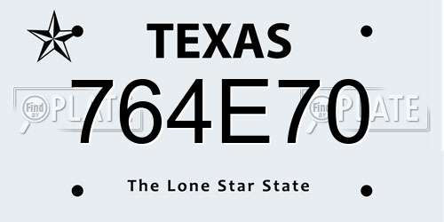 764E70 Texas License Plate