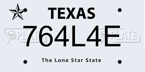 764L4E Texas License Plate