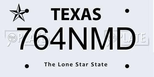 764NMD Texas License Plate
