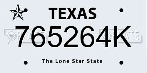 765264K Texas License Plate