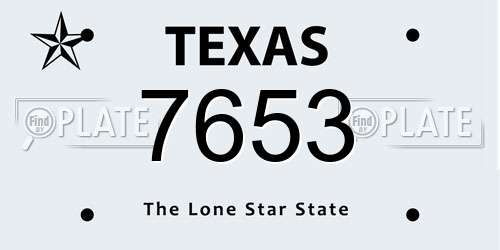 7653 Texas License Plate