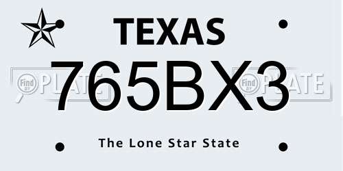 765BX3 Texas License Plate
