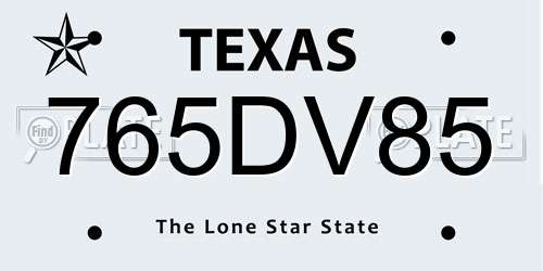 765DV85 Texas License Plate