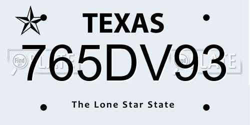 765DV93 Texas License Plate