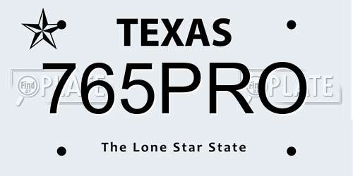765PRO Texas License Plate