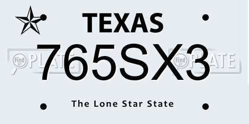 765SX3 Texas License Plate