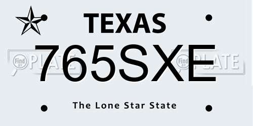 765SXE Texas License Plate