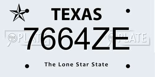 7664ZE Texas License Plate