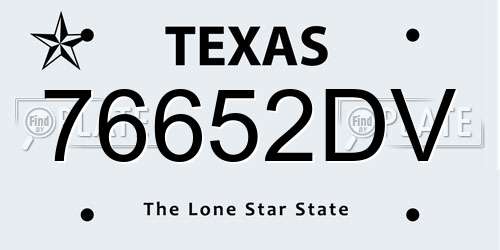 76652DV Texas License Plate