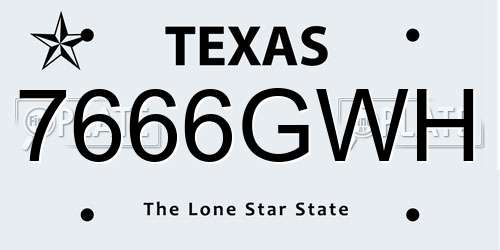 7666GWH Texas License Plate
