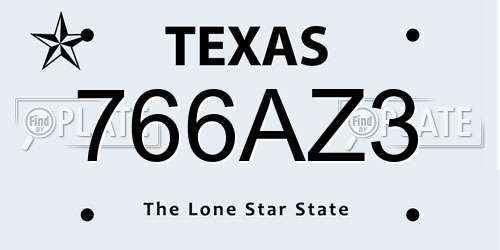766AZ3 Texas License Plate