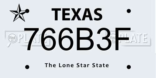 766B3F Texas License Plate