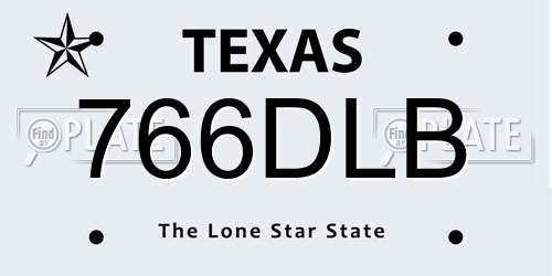 766DLB Texas License Plate