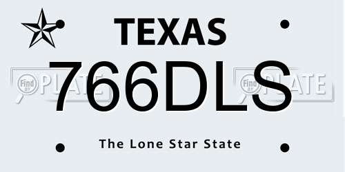 766DLS Texas License Plate