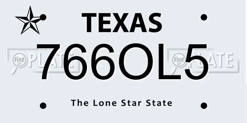 766OL5 Texas License Plate
