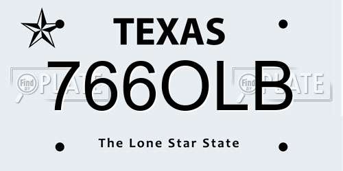 766OLB Texas License Plate