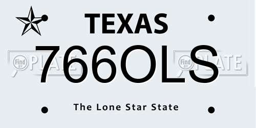 766OLS Texas License Plate