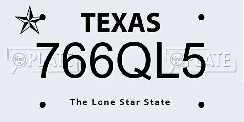 766QL5 Texas License Plate