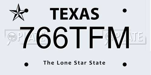 766TFM Texas License Plate