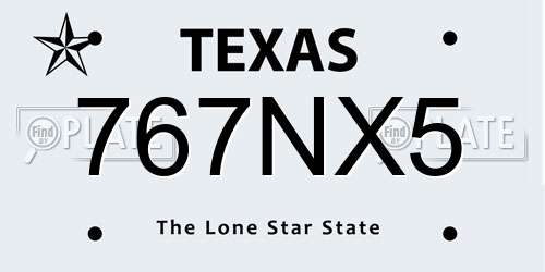 767NX5 Texas License Plate