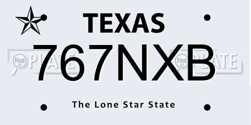 767NXB Texas License Plate