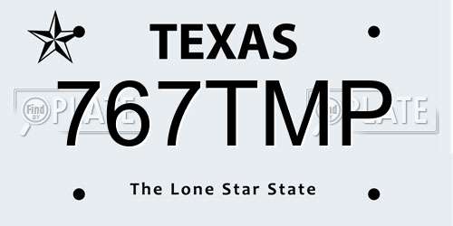 767TMP Texas License Plate