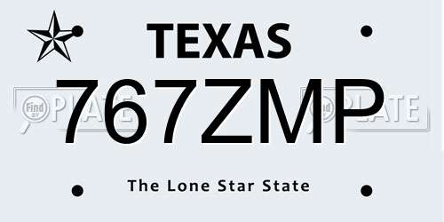 767ZMP Texas License Plate