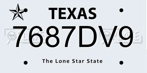 7687DV9 Texas License Plate