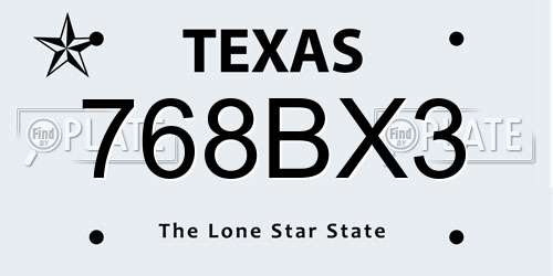 768BX3 Texas License Plate