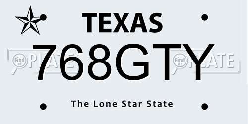 768GTY Texas License Plate