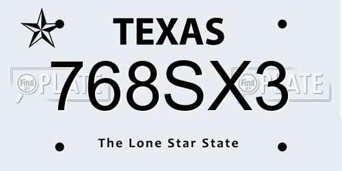 768SX3 Texas License Plate