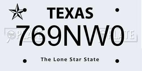 769NW0 Texas License Plate