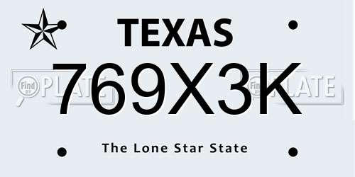 769X3K Texas License Plate