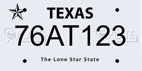 76AT123 Texas License Plate