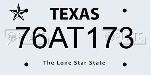 76AT173 Texas License Plate