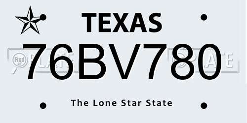 76BV780 Texas License Plate