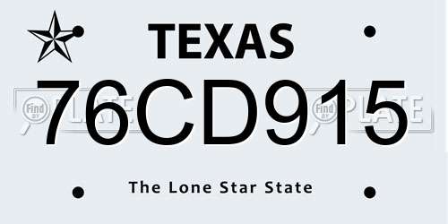 76CD915 Texas License Plate