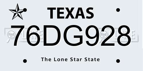 76DG928 Texas License Plate