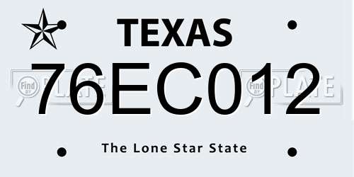 76EC012 Texas License Plate