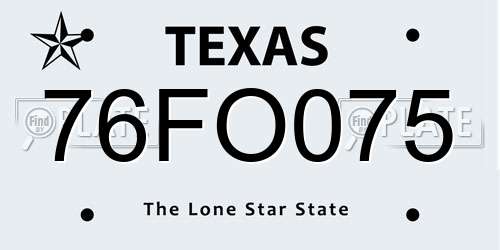 76FO075 Texas License Plate
