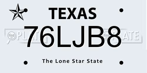 76LJB8 Texas License Plate