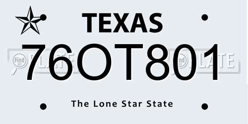 76OT801 Texas License Plate