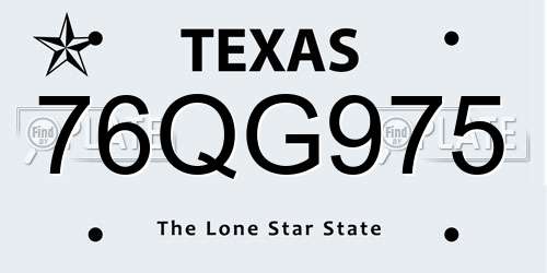 76QG975 Texas License Plate