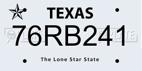 76RB241 Texas License Plate
