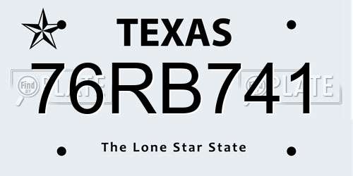 76RB741 Texas License Plate