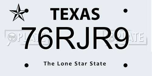 76RJR9 Texas License Plate