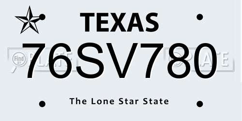 76SV780 Texas License Plate