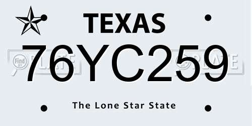76YC259 Texas License Plate