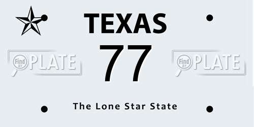 77 Texas License Plate