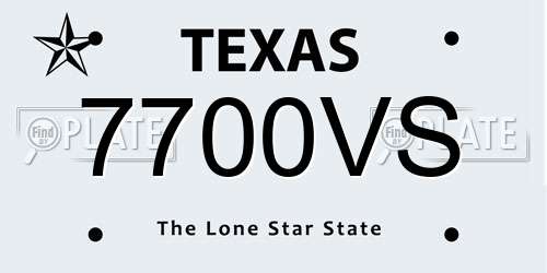 7700VS Texas License Plate